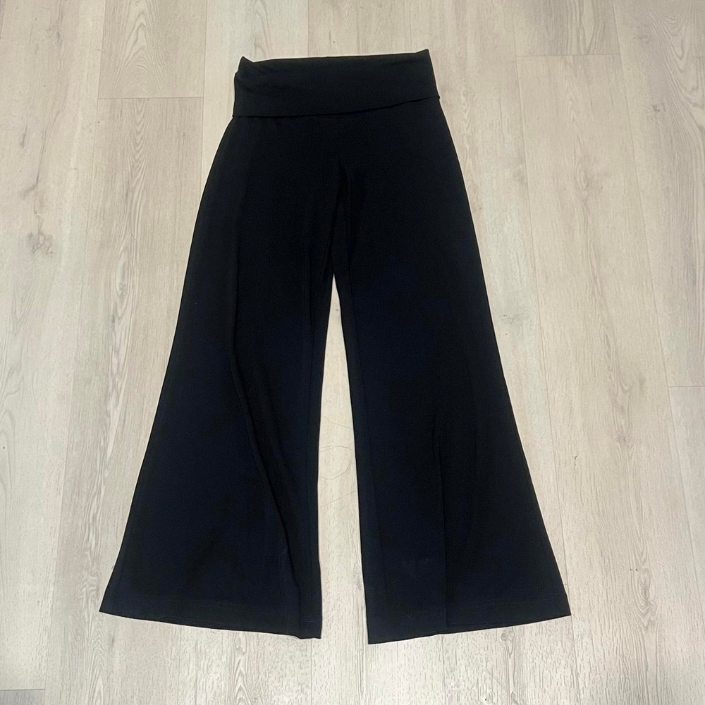 Cache Gouchos 🩶 black wide leg flowy pants with fold over waistband
